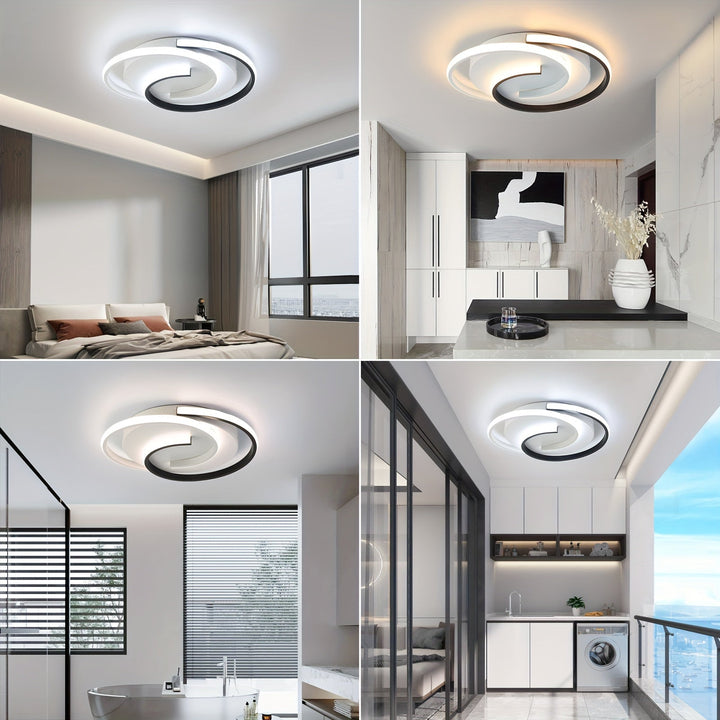 Modern LED Ceiling Light | Swirl Black & White Design