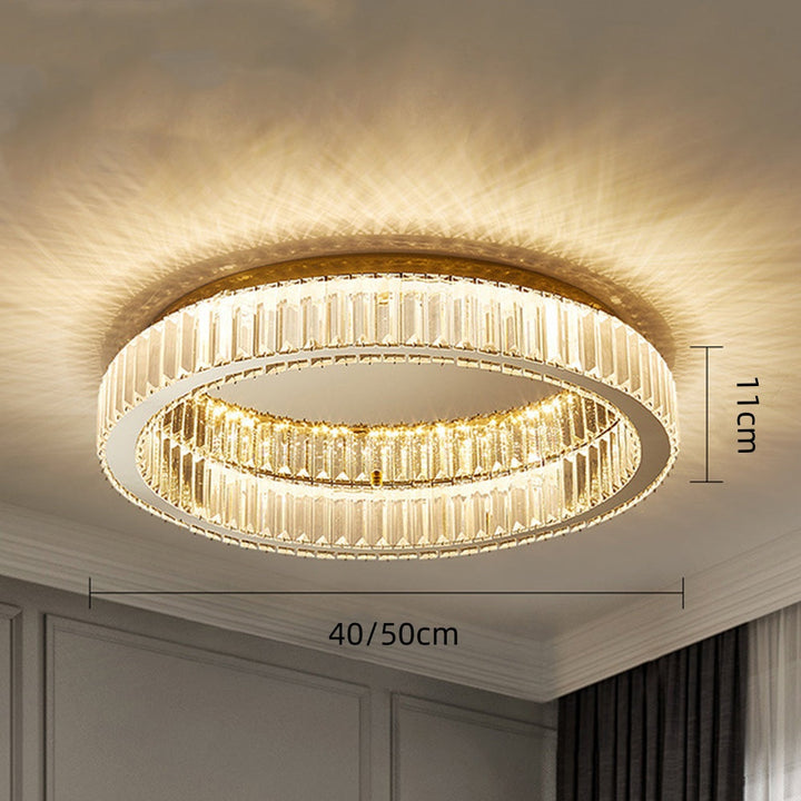 Round Crystal Ceiling Light | Luxurious Gold Finish