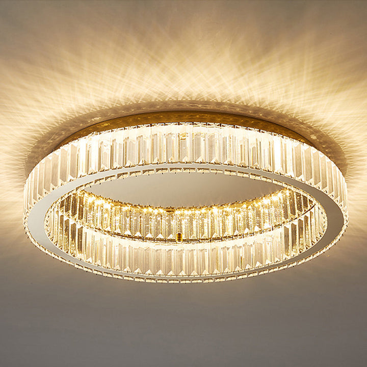 Round Crystal Ceiling Light | Luxurious Gold Finish