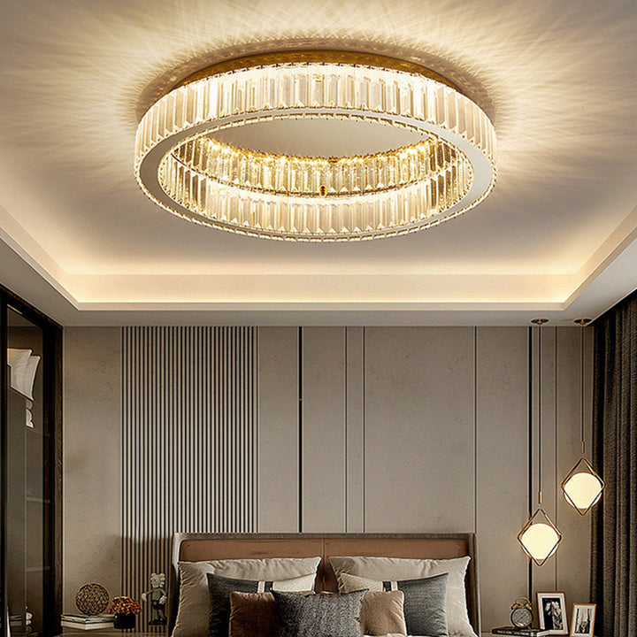 Round Crystal Ceiling Light | Luxurious Gold Finish